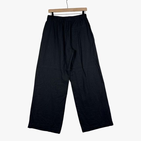 Caslon Women's Linen Blend Wide Leg Pant Trousers in Black Sz S Glam Lightweight - Picture 2 of 7